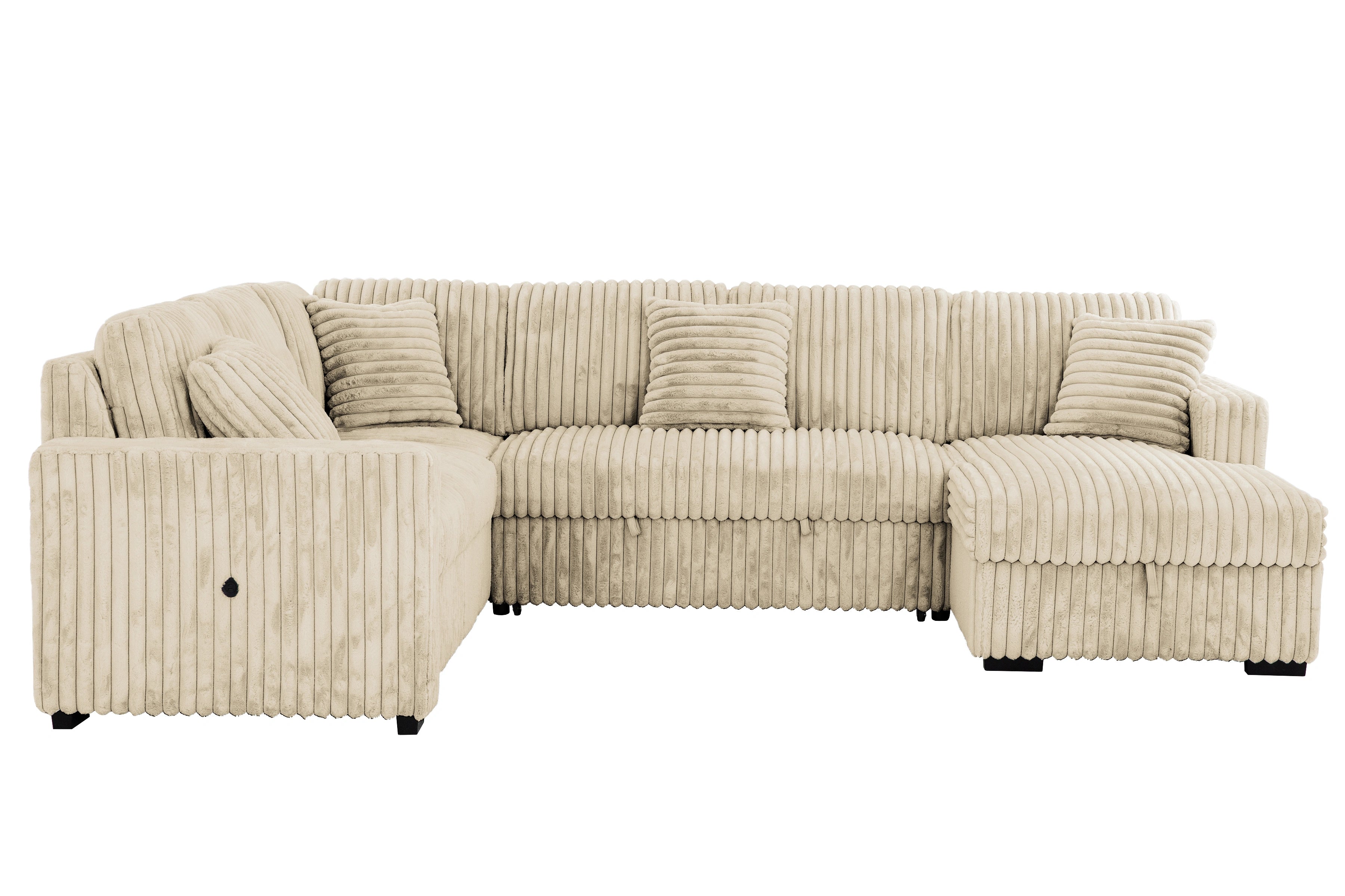 Tadley Media Sleeper – Beige Sectional