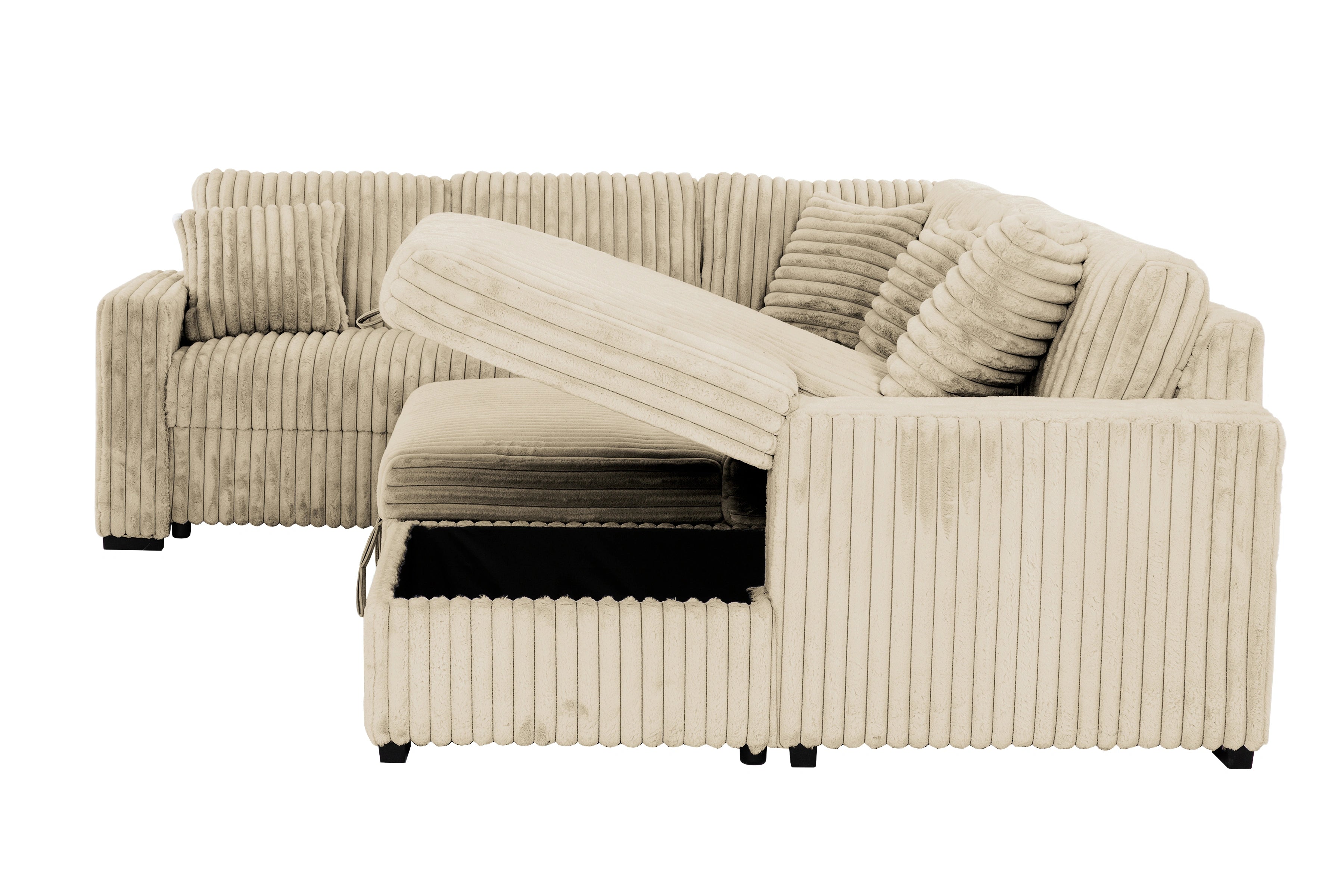 Tadley Media Sleeper – Beige Sectional