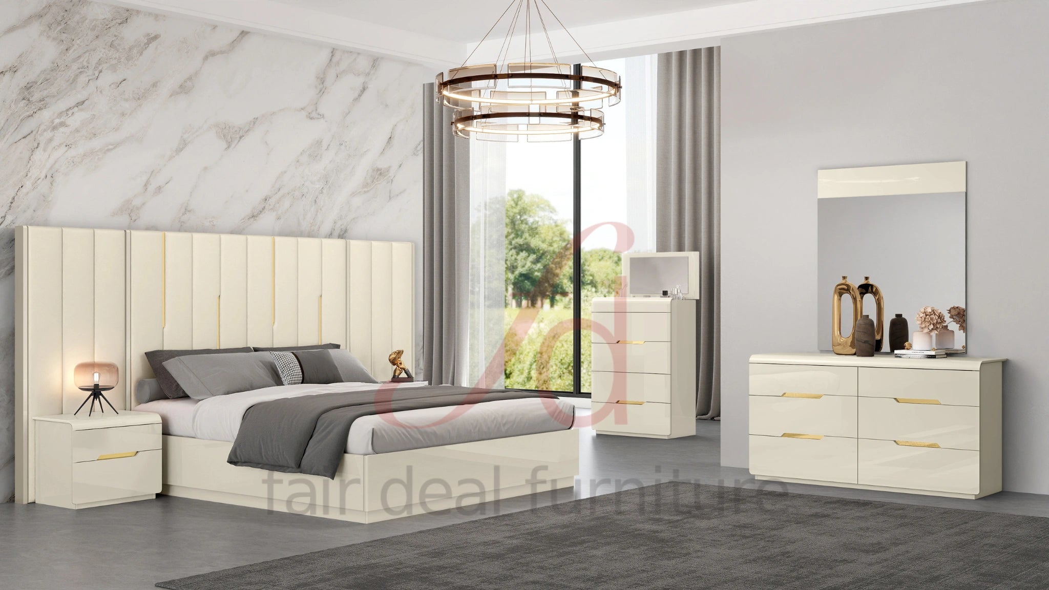 Zoe King Storage Bed with Wings + 2 Nightstands