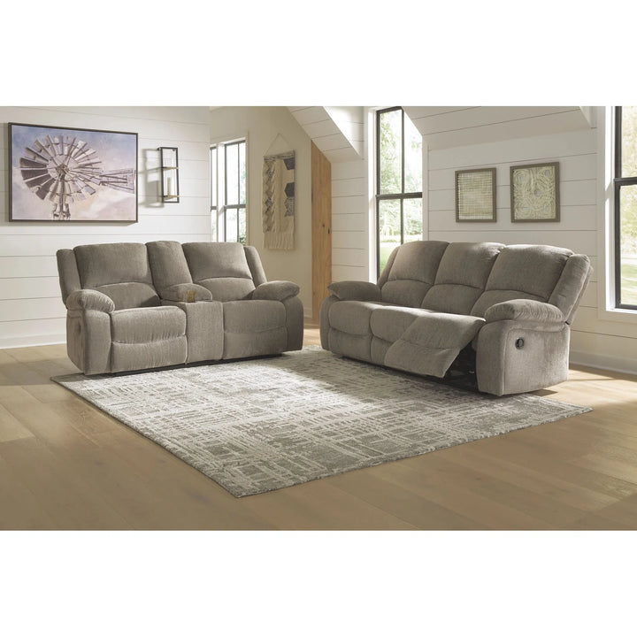 Ashley 76505/88/94/25 Draycoll - Pewter - REC Sofa, DBL REC Loveseat with Console & Rocker Recliner