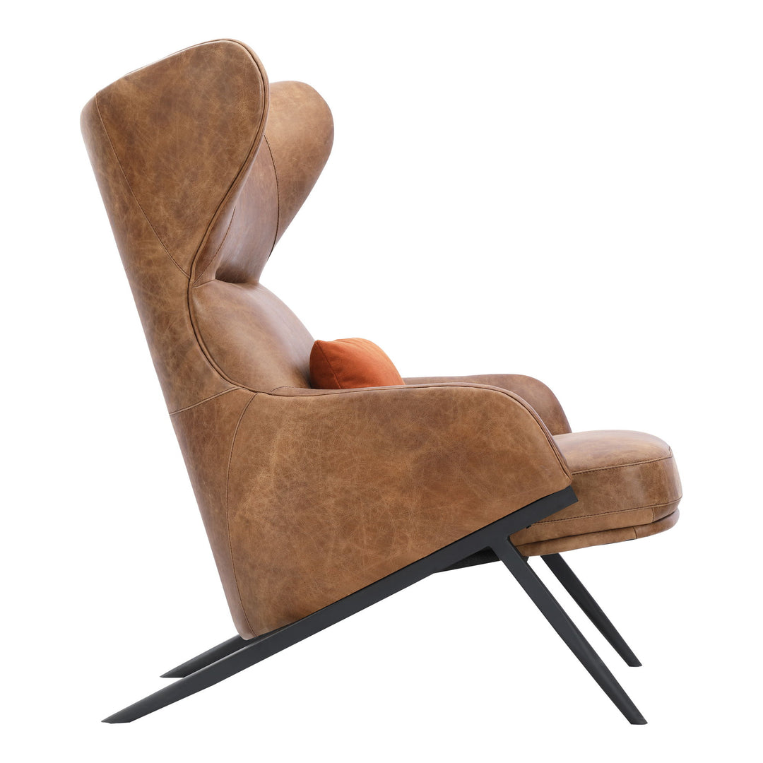 Amos - Leather Accent Chair - Light Brown