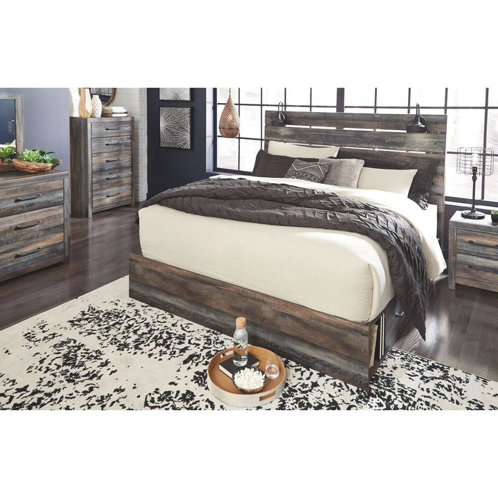 Ashley B211/31/36/46/58/56/60(2)/B100-14/92(2) Drystan - Multi - 10 Pc. - Dresser, Mirror, Chest, King Panel Bed with 4 Storage Drawers & 2 Nightstands