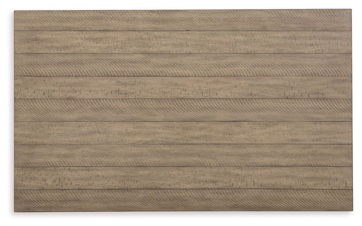 Skempton - Counter Height Dining Table and Bar Stools (Set of 7) - White / Light Brown