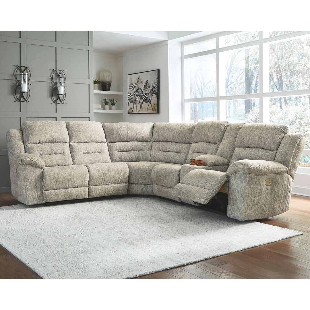 Ashley 51802/63/90 Family Den - Pewter - 3 Pc. - Power Reclining Sectional