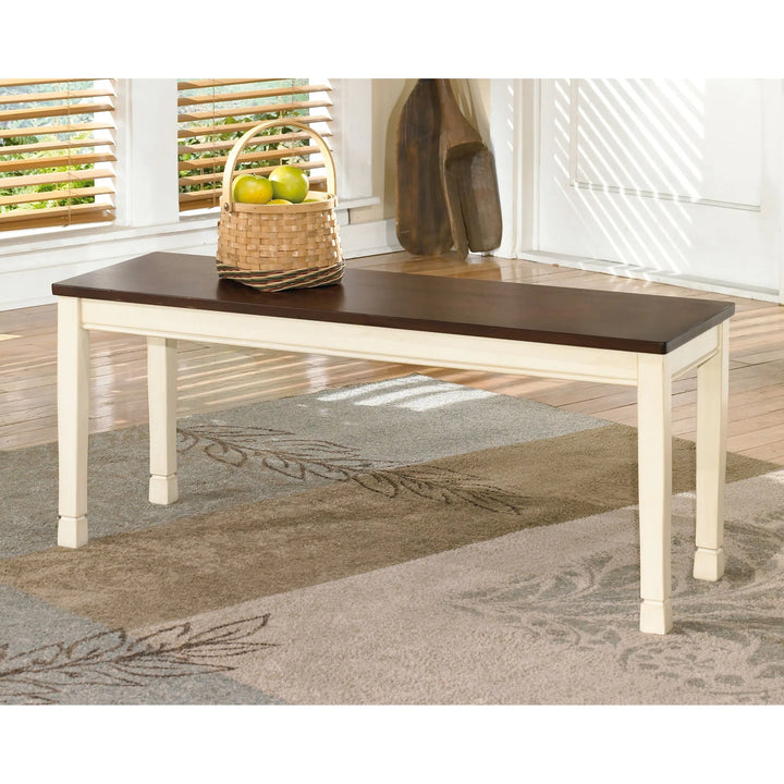Ashley D583-00 Whitesburg - Brown/Cottage White - Large Dining Room Bench