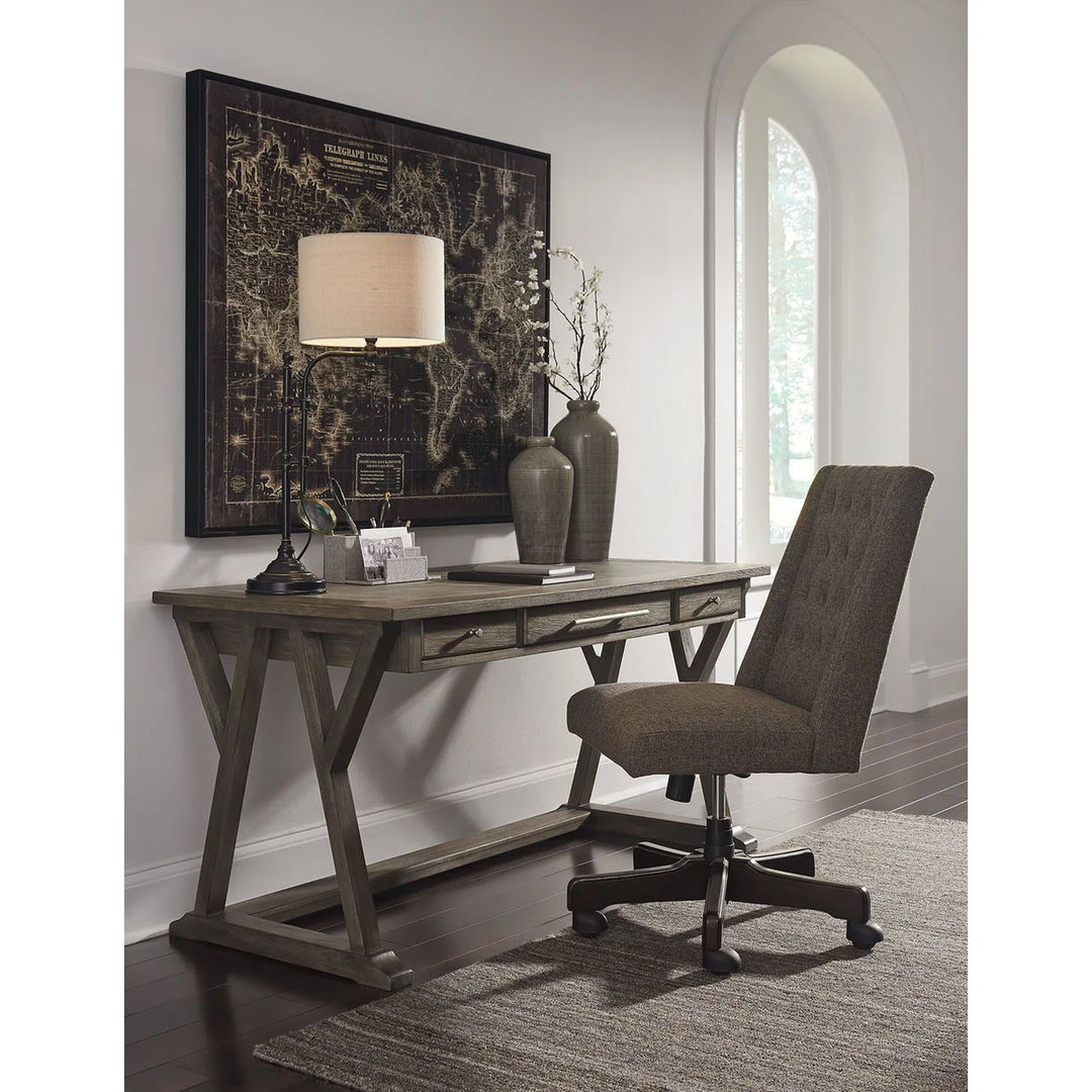 Ashley H741/44/H200-05 Luxenford - Grayish Brown - Large Leg Desk & Swivel Desk Chair