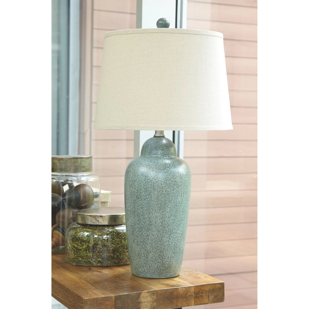 Ashley L100254 Saher - Green - Ceramic Table Lamp (1/CN)