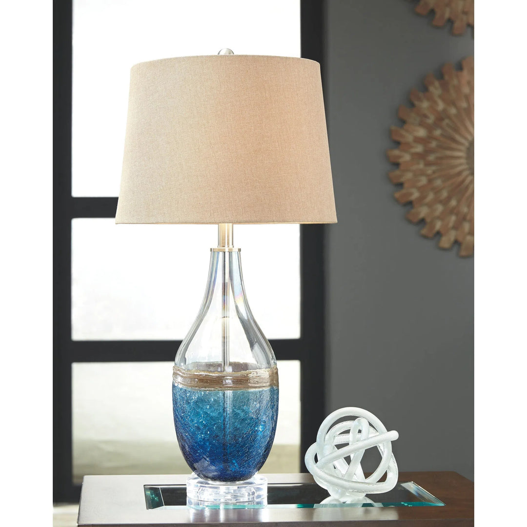 Ashley L430514 Johanna - Blue/Clear - Glass Table Lamp