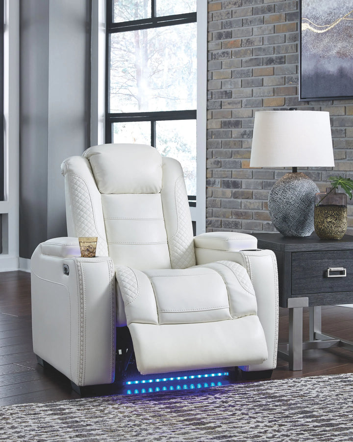 Ashley 37004/15/18/13 Party Time - White - 3 Pc. - Power Reclining Sofa, Loveseat, and Chair