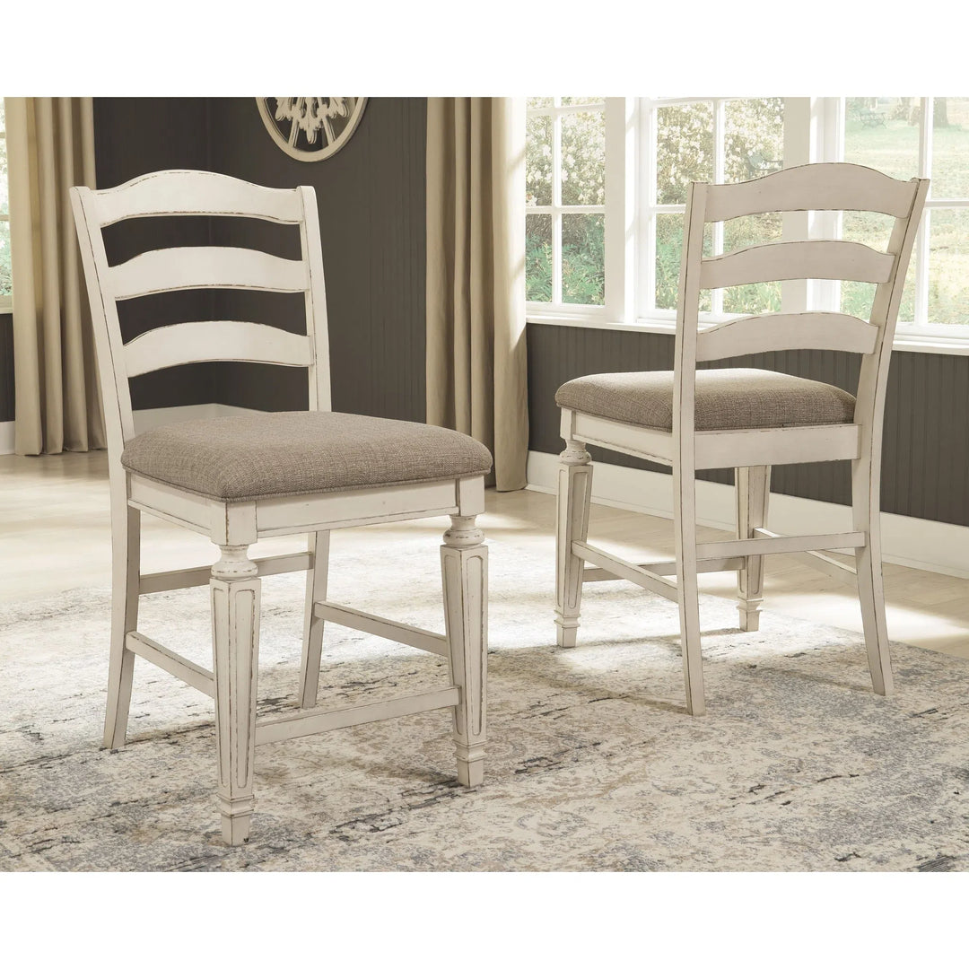 Ashley D743/32/124(4) Realyn - Two-tone - 5 Pc. - DRM Counter EXT Table & 4 UPH Barstools
