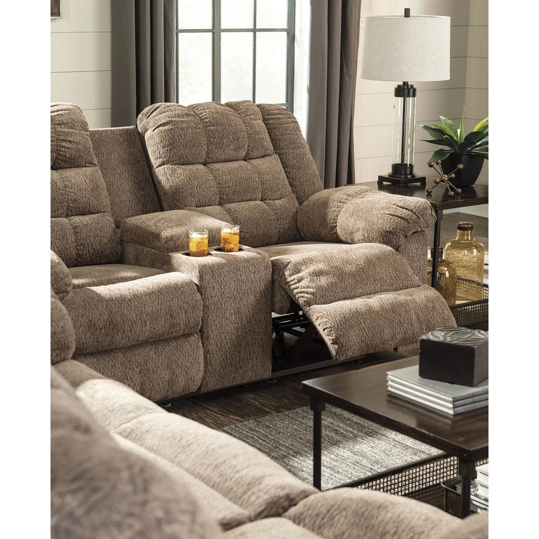 Ashley 58401/88/94 Workhorse - Cocoa - REC Sofa & DBL REC Loveseat with Console