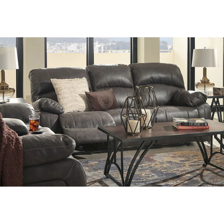 Ashley 51601/15/18 Dunwell - Steel - PWR REC Sofa with ADJ HDRST & PWR REC Loveseat with CON/ADJ HDRST