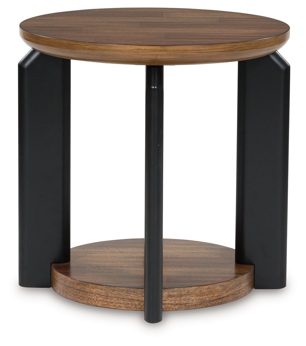 Kraeburn - Brown / Black - Round End Table