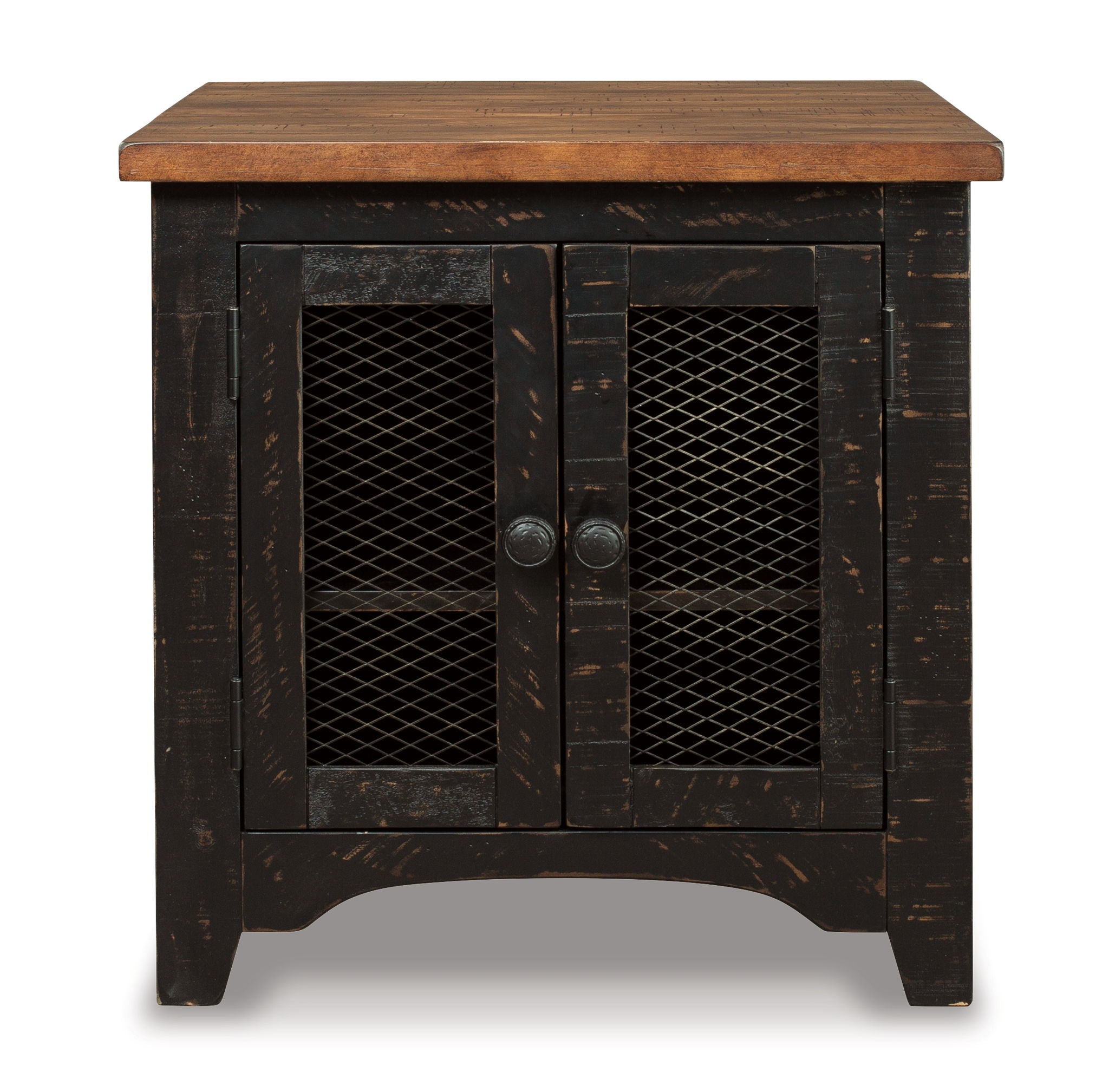 Valebeck - Rectangular End Table - Black / Brown