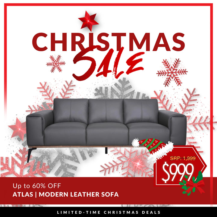 Atlas Mid-Century Modern Leather Sofa with Wood Accent Base