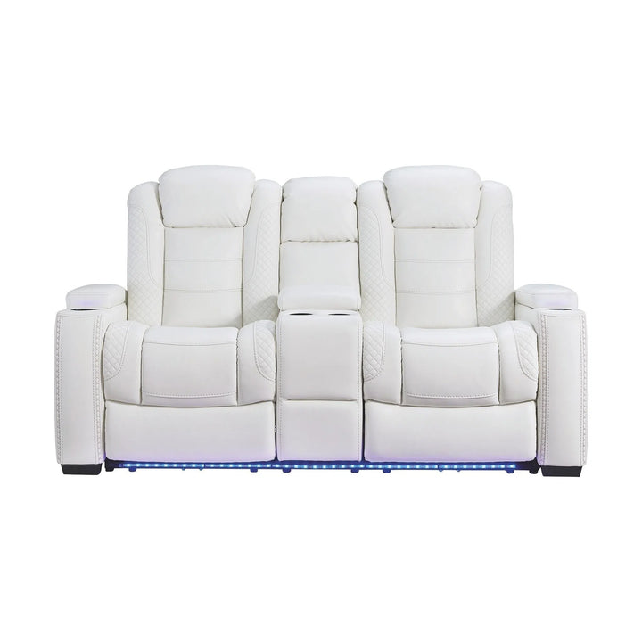 Ashley 3700418 Party Time - White - PWR REC Loveseat/CON/ADJ HDRST