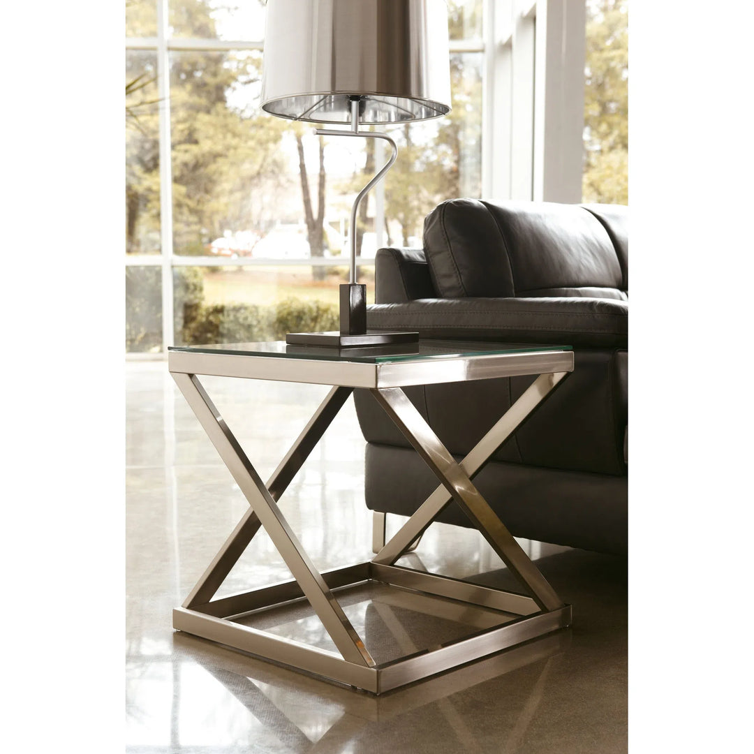 Ashley T136-2 Coylin - Brushed Nickel Finish - Square End Table