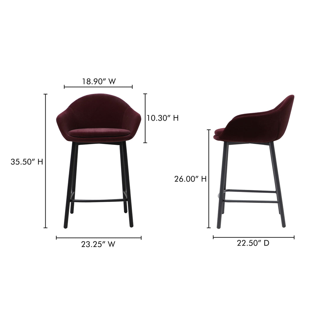 Emily - Counter Stool - Wine Velvet