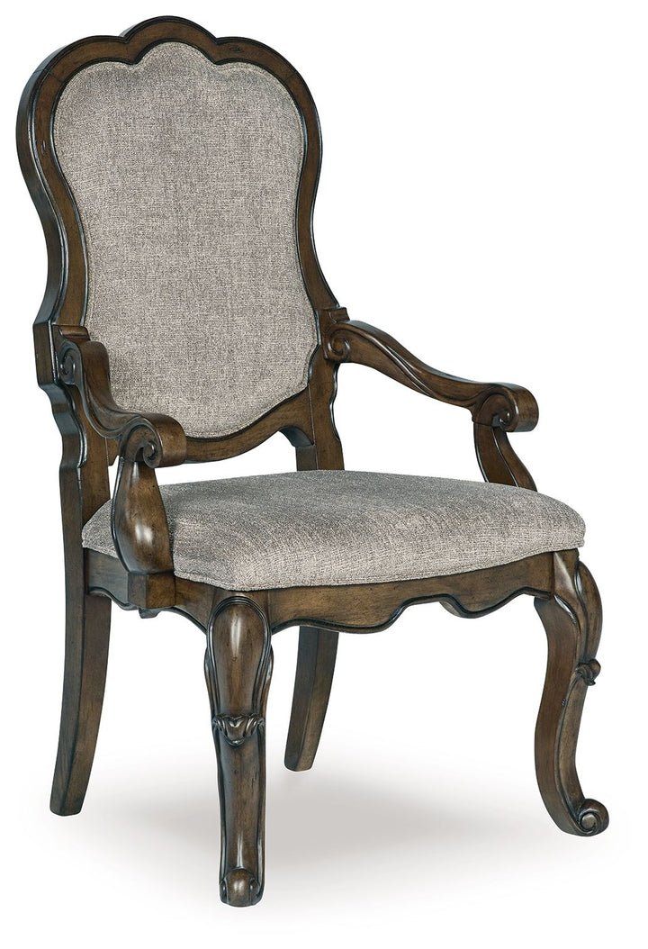 Maylee - Dark Brown - Dining Upholstered Arm Chair