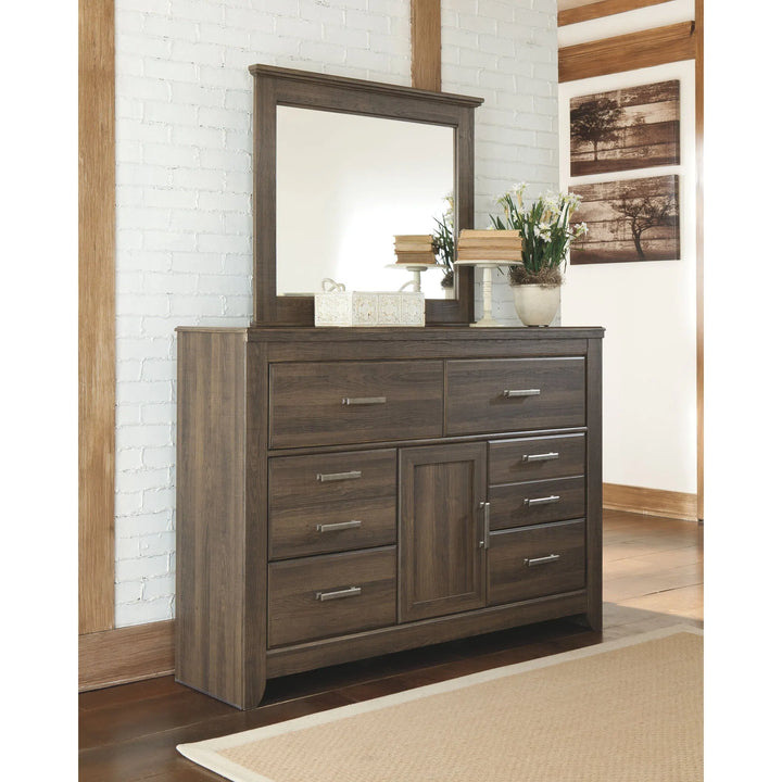 Ashley B251/31/36/46/58/56/94 Juararo - Dark Brown - 6 Pc. - Dresser, Mirror, Chest & California King Panel Bed