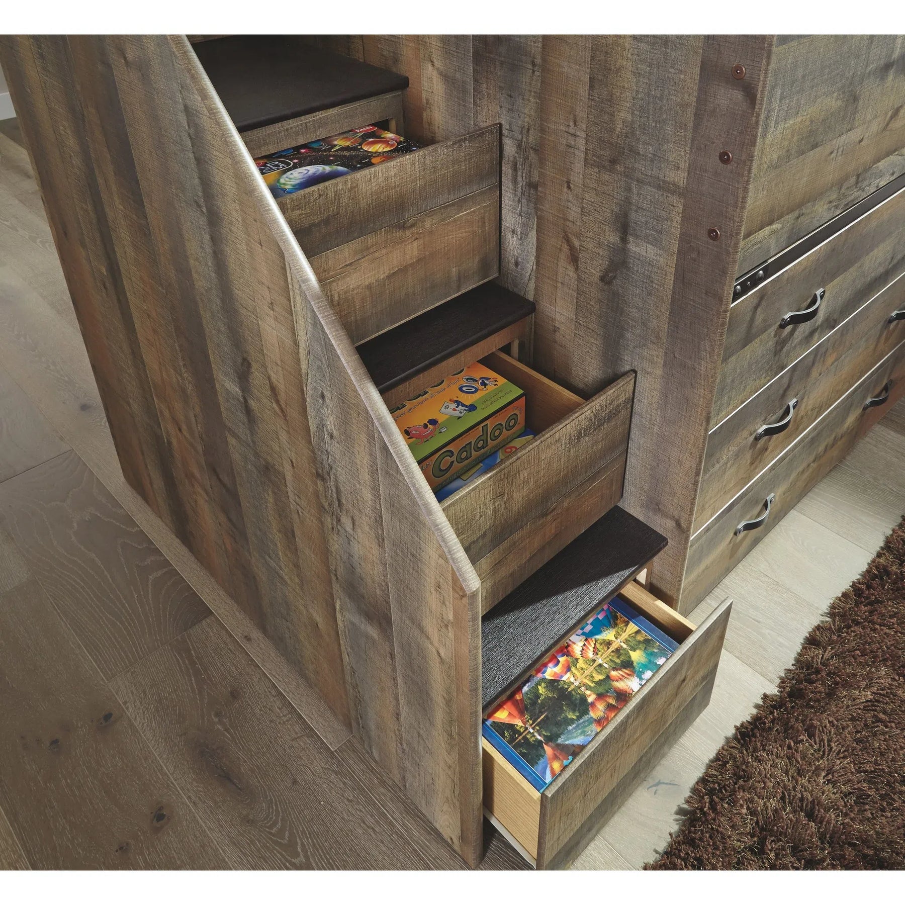 Ashley B446 68T 13L 19 17 B100 11 Trinell Brown Twin Loft Bed with Fair Deal Furniture