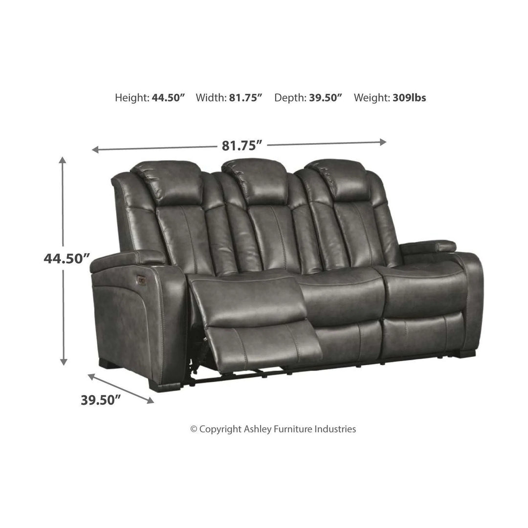 Ashley 85001/15/18 Turbulance - Quarry - PWR REC Sofa with ADJ HDRST & PWR REC Loveseat with CON/ADJ HDRST