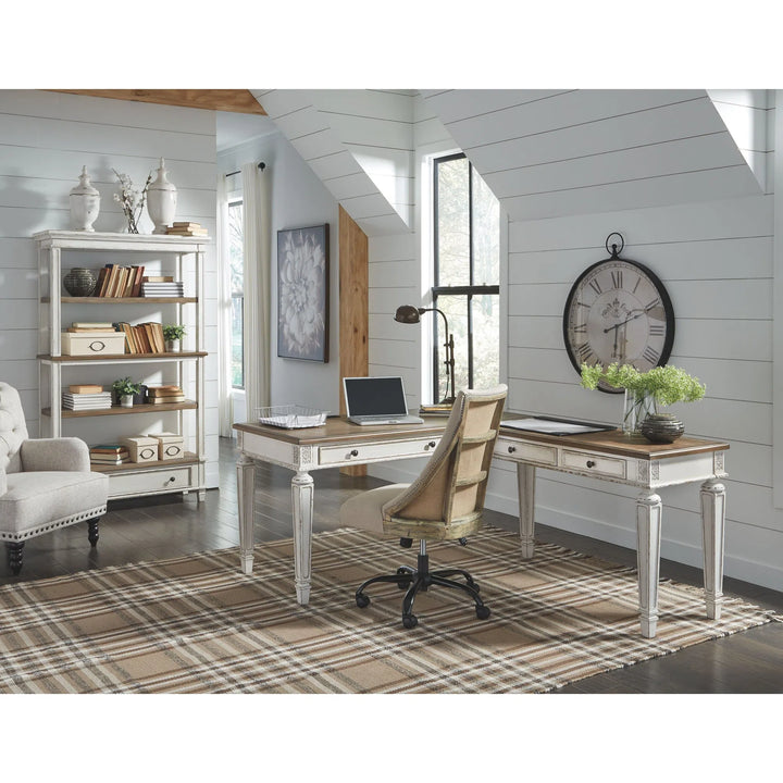Ashley H743/34/34R Realyn - White/Brown - Home Office L Shaped Desk