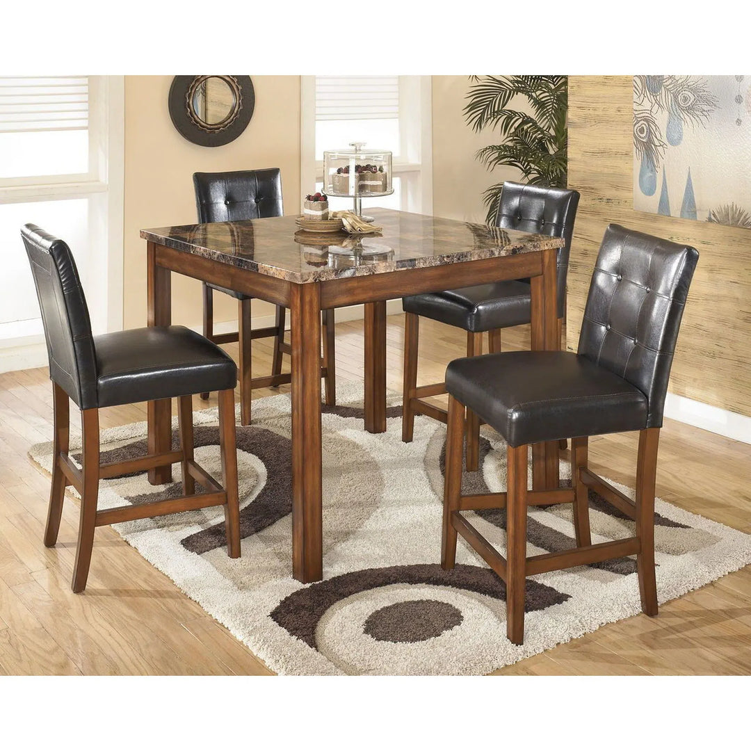Ashley D158-233 Theo - Warm Brown - Square Counter TBL Set (5/CN)