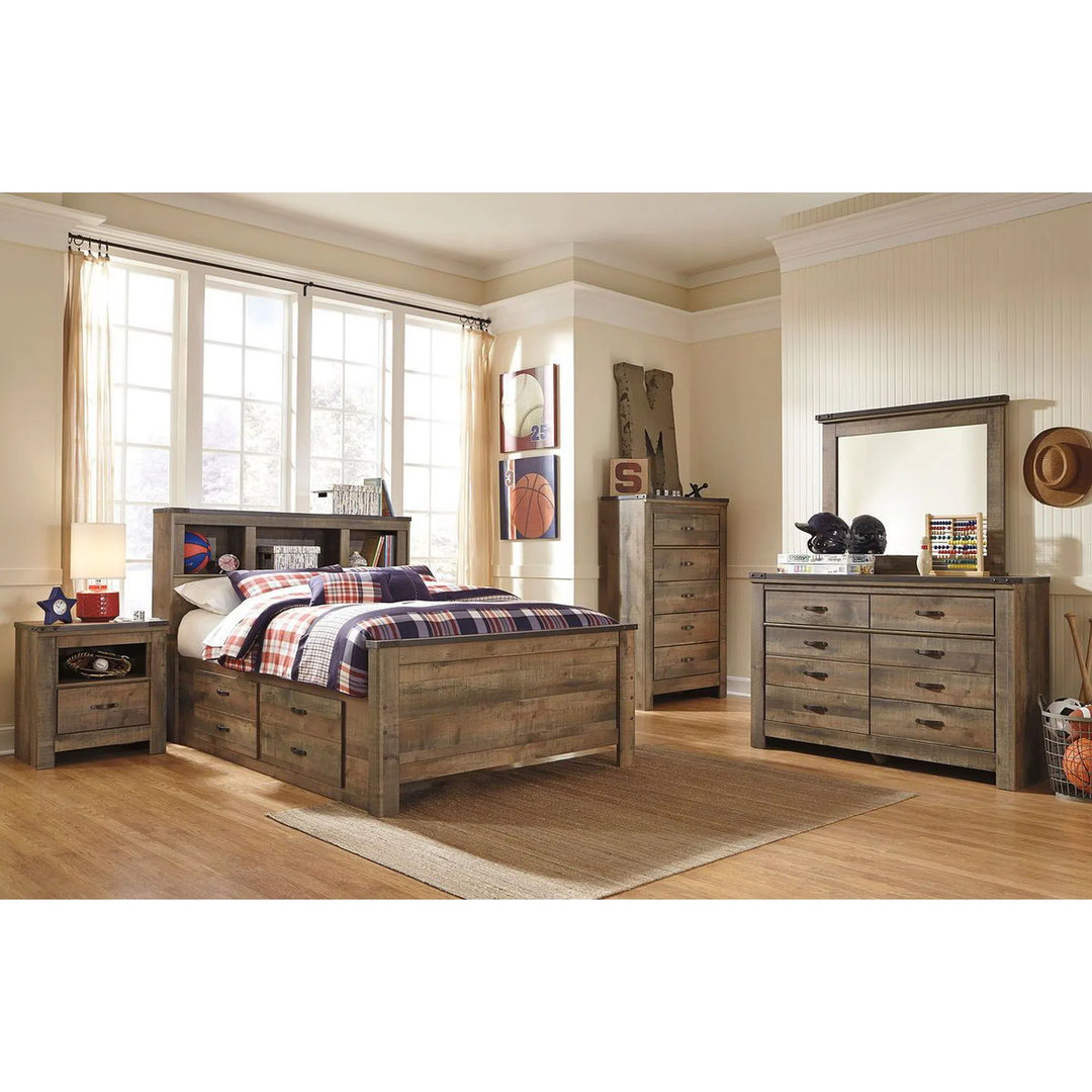 Ashley B446/65/84/50/B100-12 Trinell - Brown - Full Panel Bed with 2 Storage Drawers
