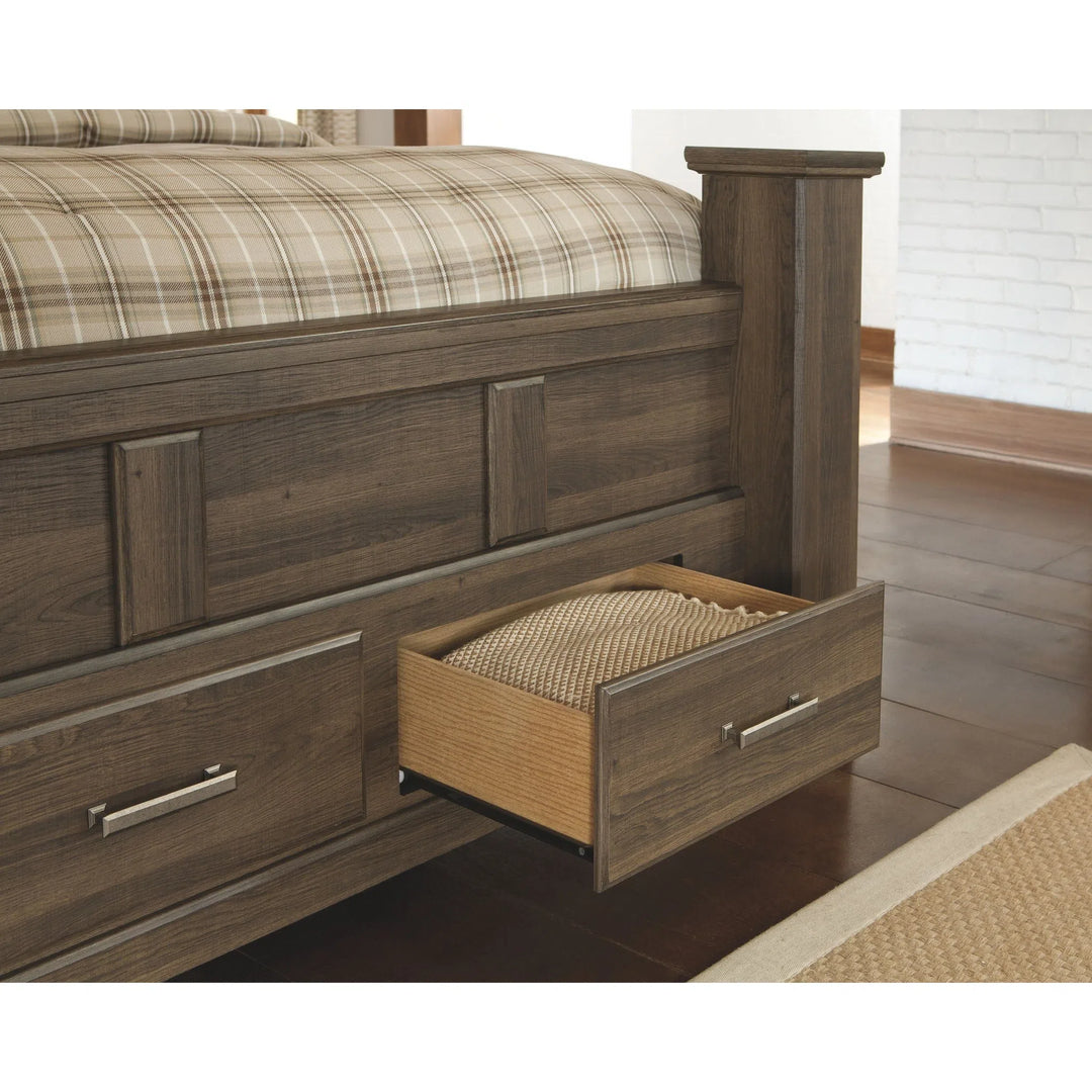 Ashley B251 67 64S 98 50 Juararo Dark Brown Queen Poster Bed