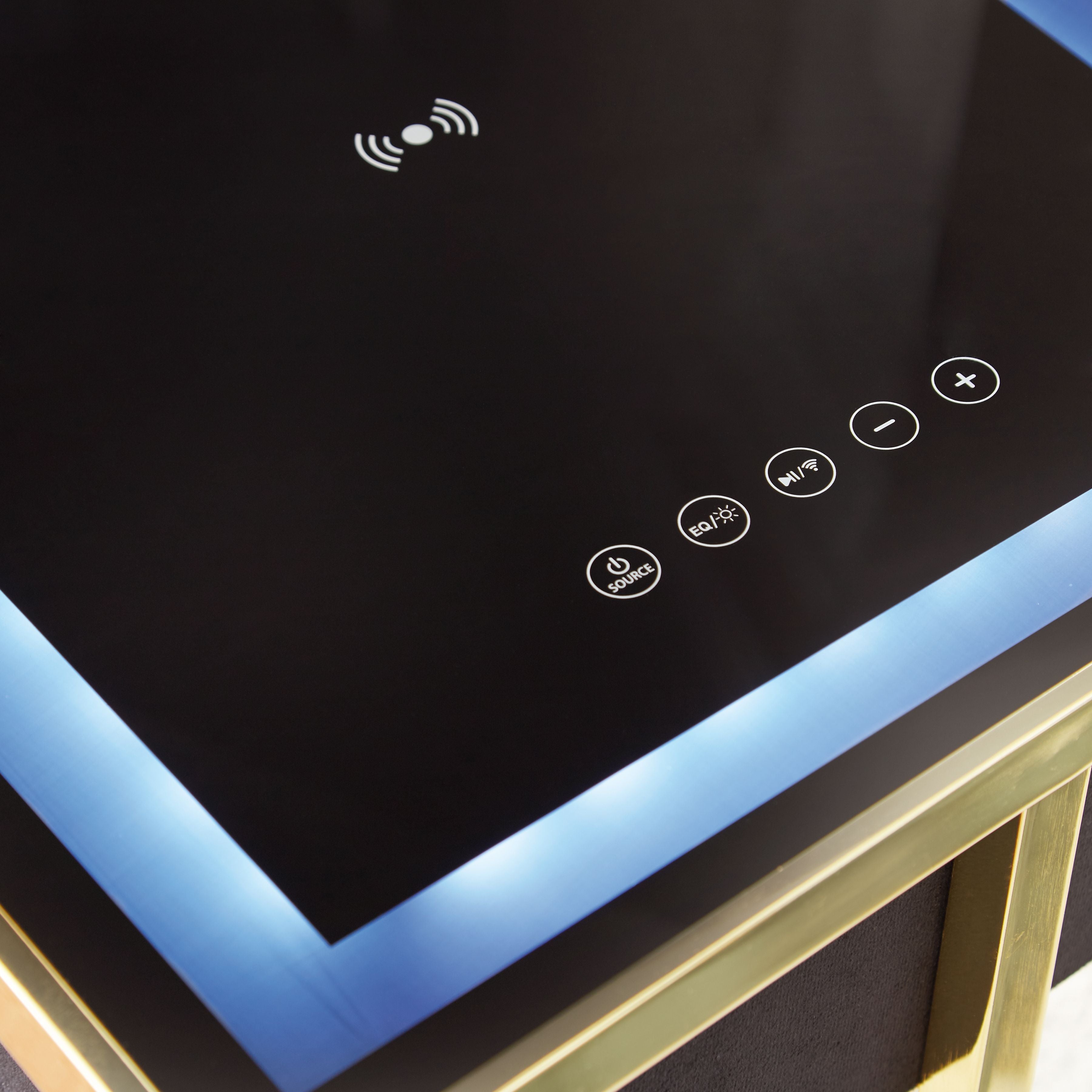 Rexwell - Accent Table With Speaker - Black / Gold Finish