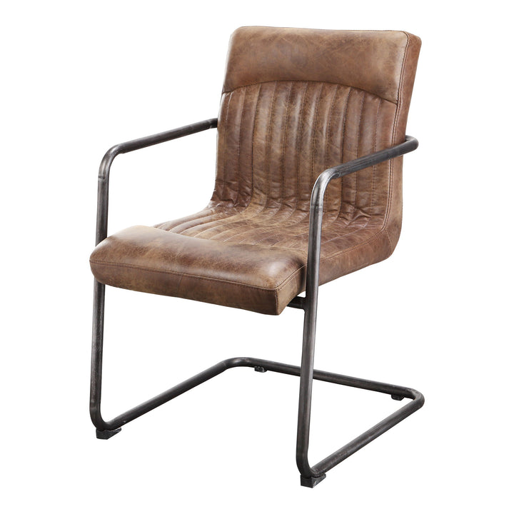 Ansel - Arm Chair Leather (Set of 2) - Grazed Brown