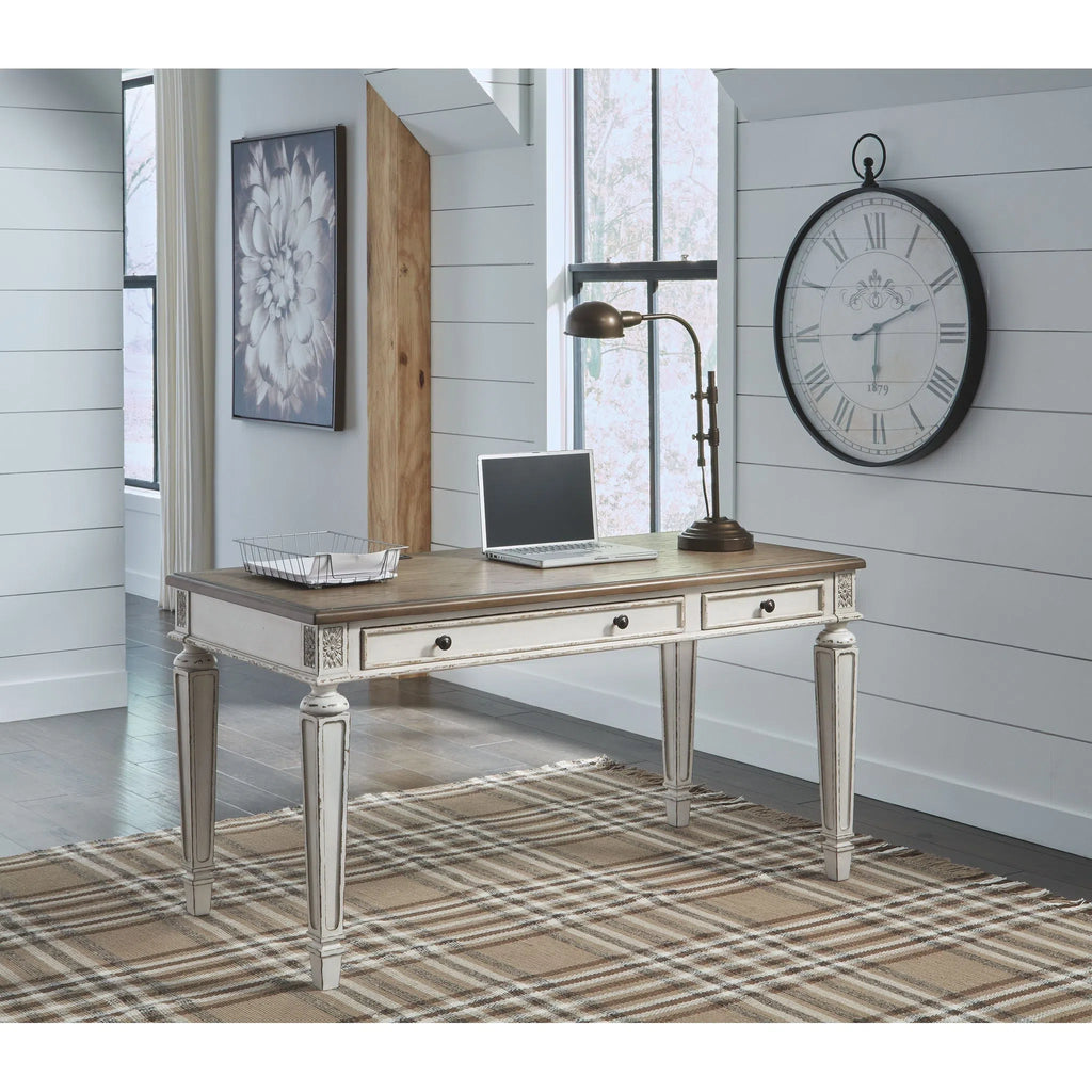 Ashley H743 34 Realyn White Brown Home Office Desk Fair Deal