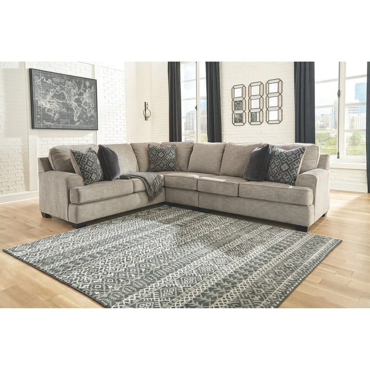 Ashley 56103/48/46/56 Bovarian - Stone - LAF Sofa with Corner Wedge, Armless Chair & RAF Loveseat Sectional