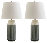 Afener - Ceramic Table Lamp (Set of 2) - Blue / Beige