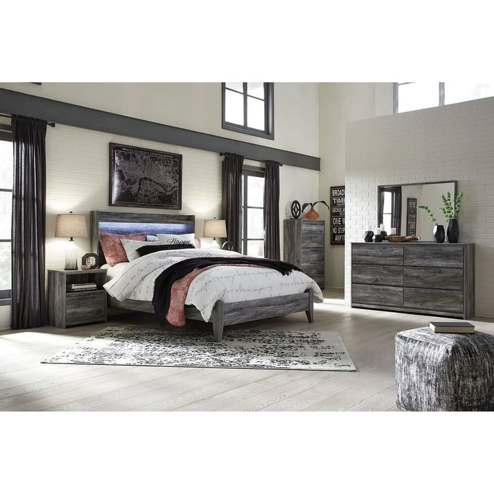 Ashley B221/31/36/46/57/54 Baystorm - Gray - 5 Pc. - Dresser, Mirror, Chest & Queen Panel Bed