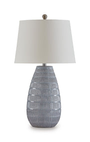 Kaidins - Ceramic Table Lamp - White / Blue