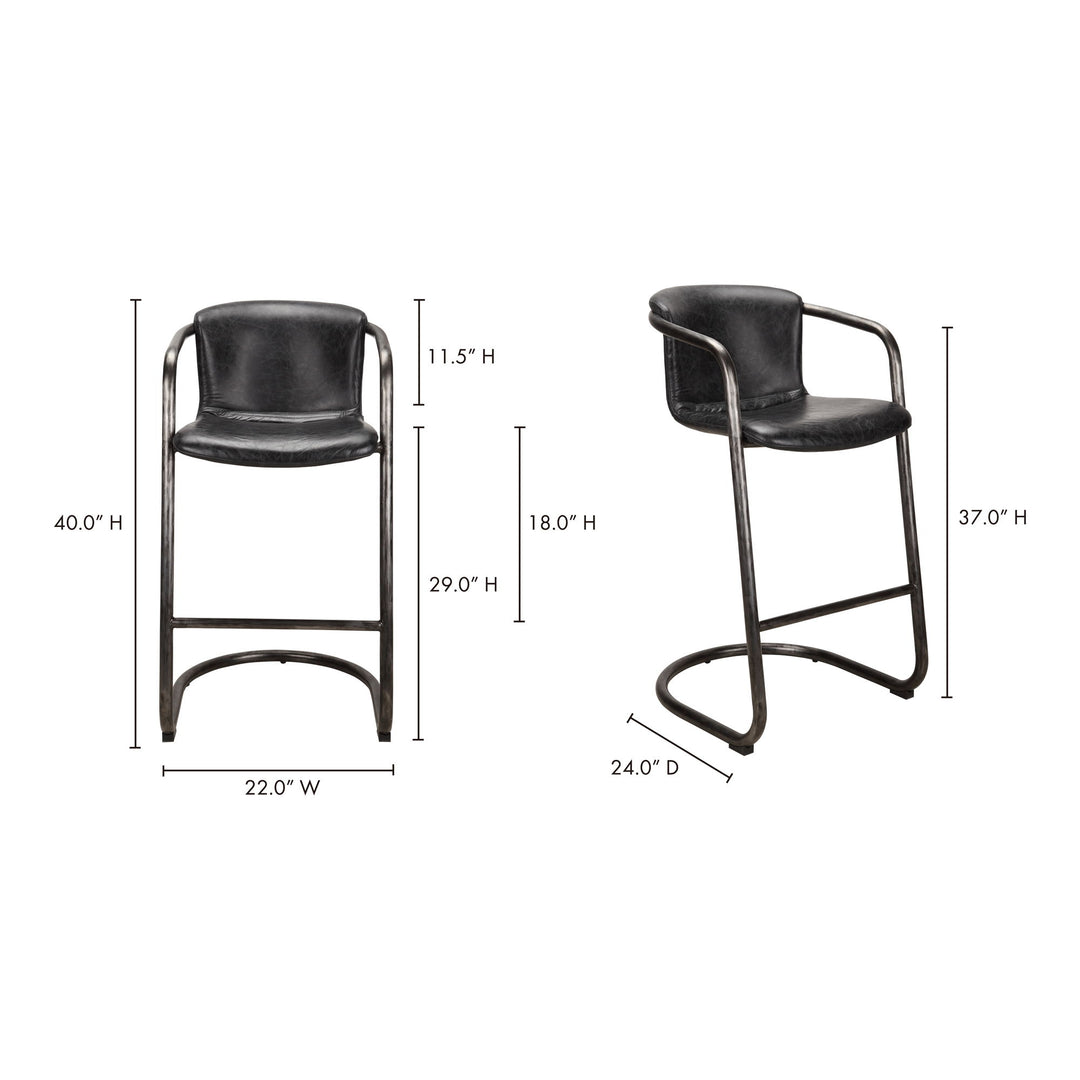 Freeman - Barstool Leather (Set of 2) - Onyx Black