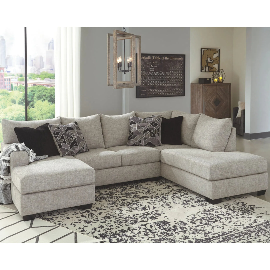 Ashley 96006/02/17/21/11 Megginson - Storm - LAF Sofa Chaise, RAF Corner Chaise Sectional, Round Swivel Chair & Ottoman With Storage