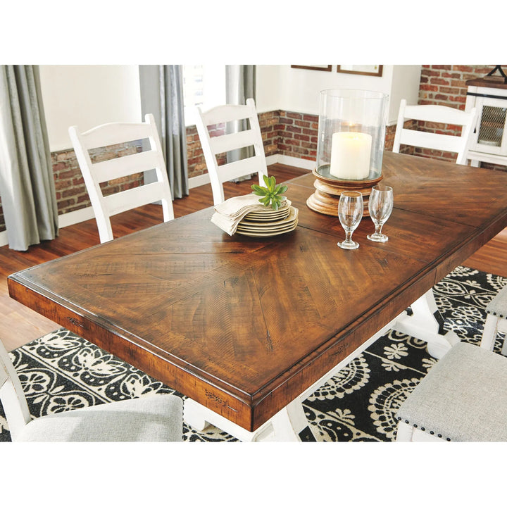 Ashley D546/35/01(4)/60 Valebeck - White/Brown - 6 Pc. - RECT DRM Table, 4 UPH Side Chairs & Server