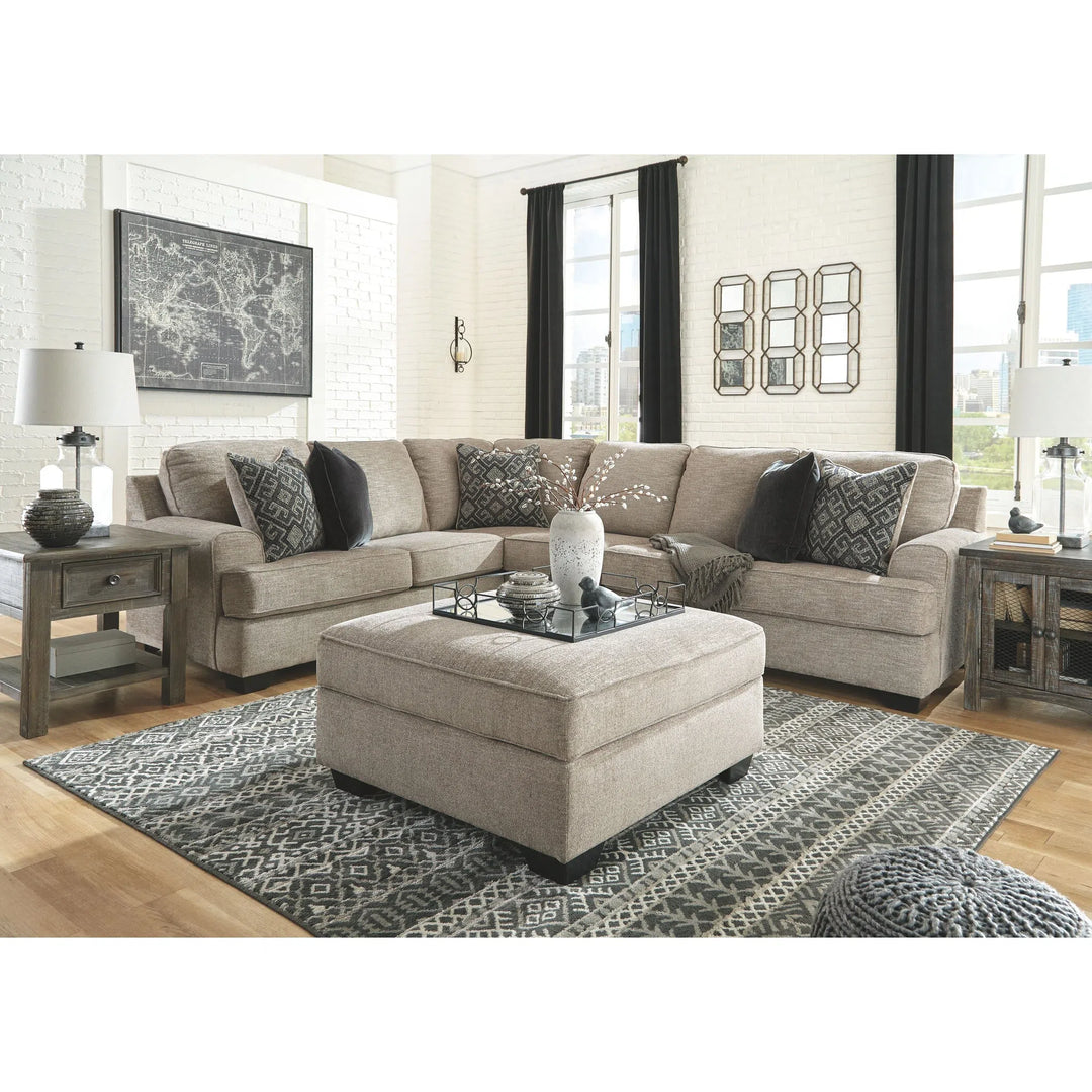 Ashley 56103/48/46/56/11 Bovarian - Stone - LAF Sofa with Corner Wedge, Armless Chair, RAF Loveseat Sectional & Ottoman
