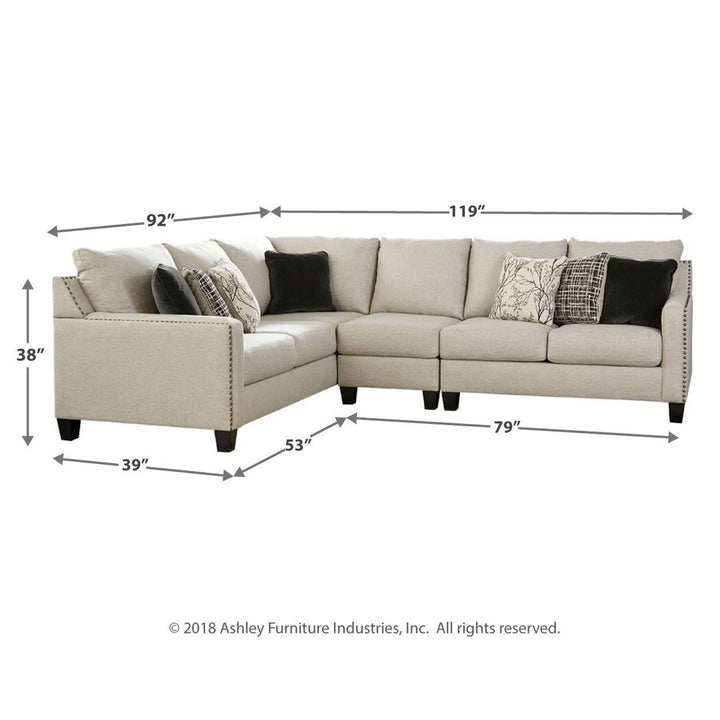 Ashley 41501/56/46/48 Hallenberg - Fog - RAF Loveseat, Armless Chair & LAF Sofa with Corner Wedge Sectional