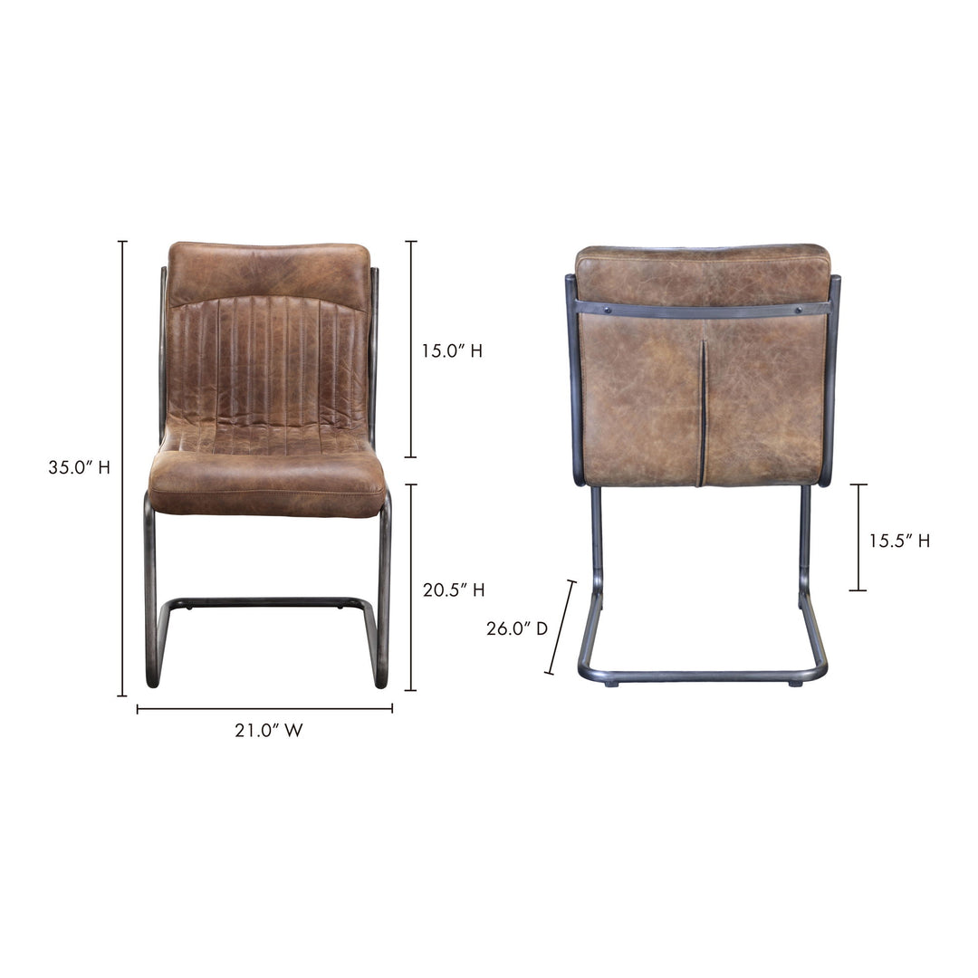 Ansel - Dining Chair Leather (Set of 2) - Grazed Brown