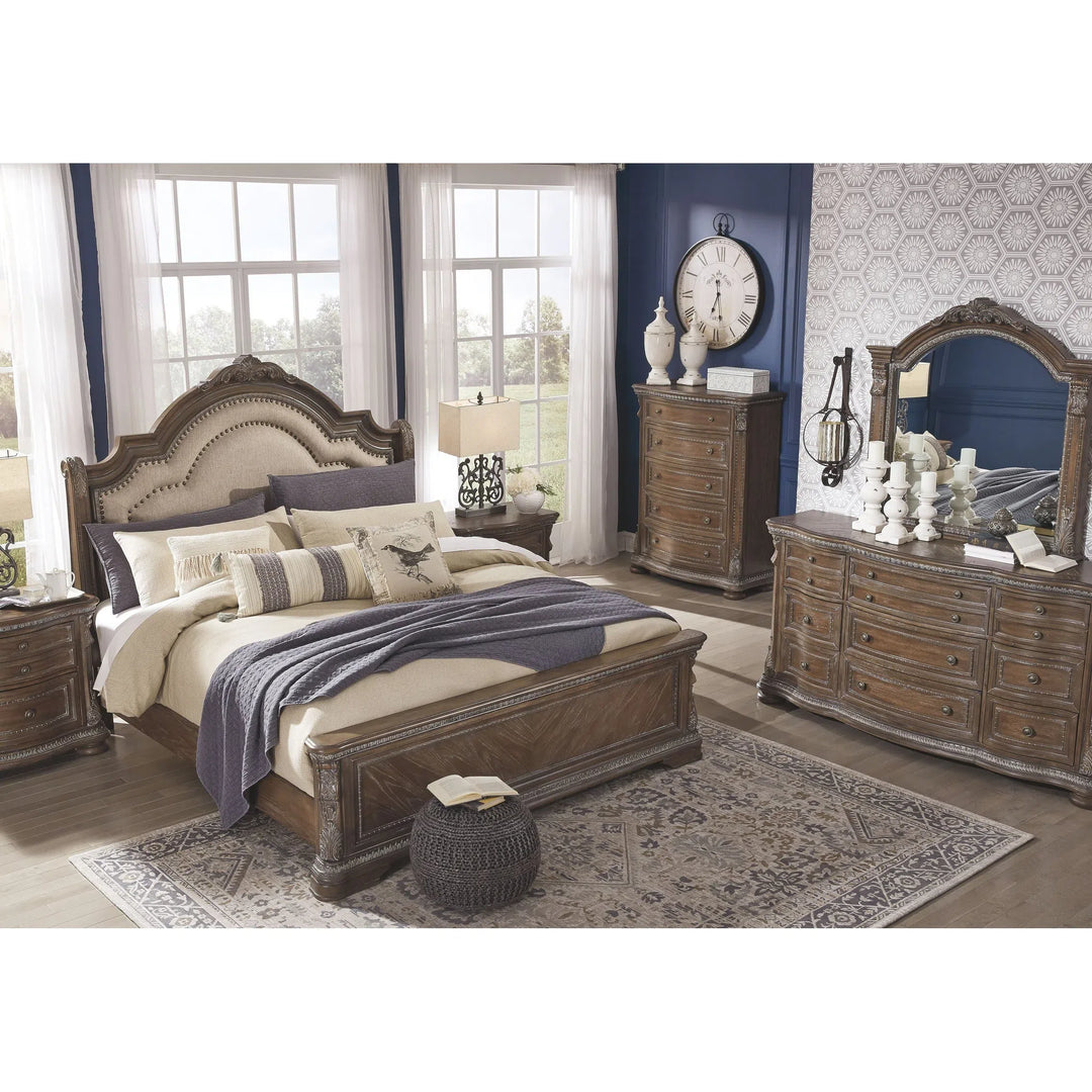 Ashley B803/57/54/96 Charmond - Brown - Queen UPH Sleigh Bed