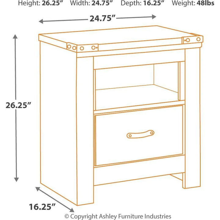 Ashley B446/21/26/46/53/52/83/60/B100-11/91(2) Trinell - Brown - 9 Pc. - Dresser, Mirror, Chest, Twin Panel Bed with 1 Large Storage Drawer & 2 Nightstands