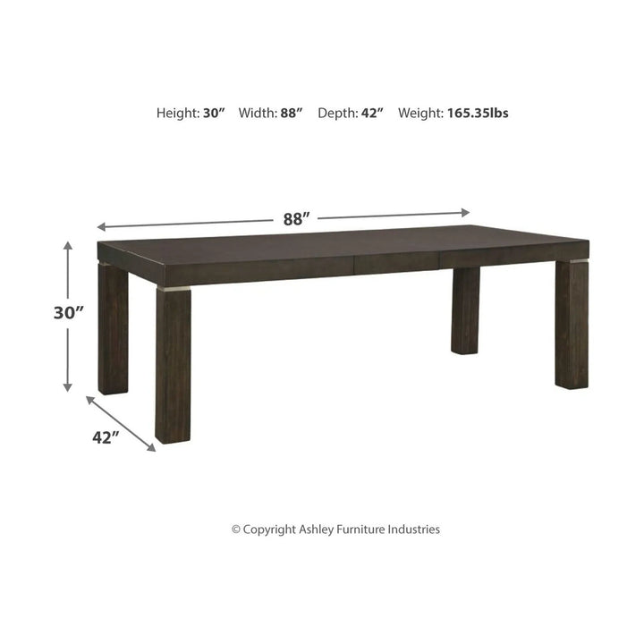 Ashley D731-35 Hyndell - Dark Brown - RECT Dining Room EXT Table