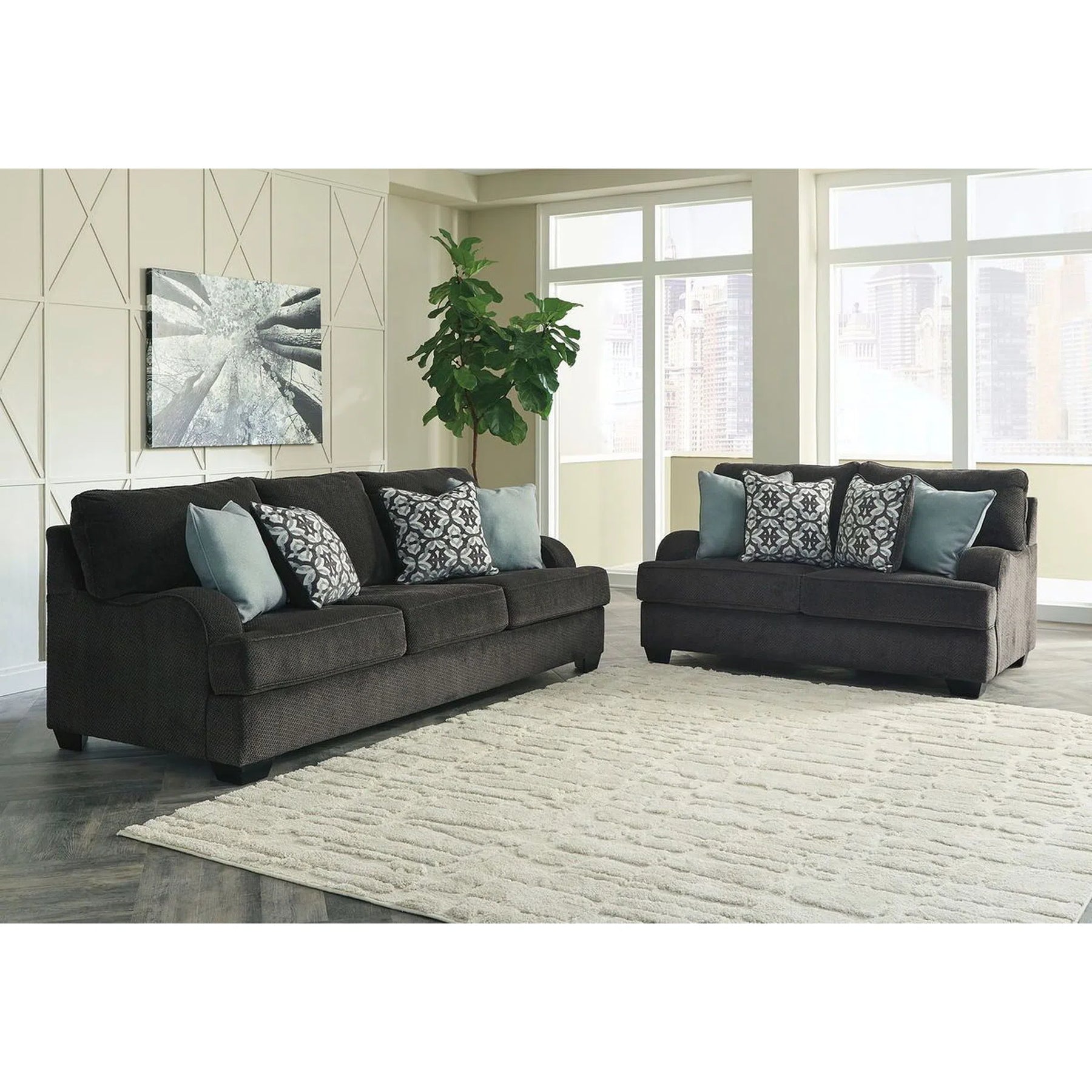 Ashley 14101 38 35 Charenton Charcoal Sofa Loveseat Fair