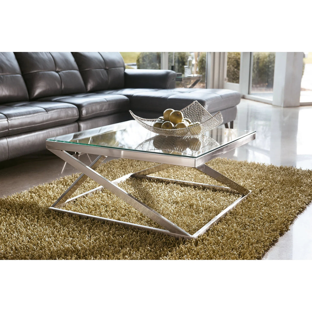 Ashley T136-8 Coylin - Brushed Nickel Finish - Square Cocktail Table