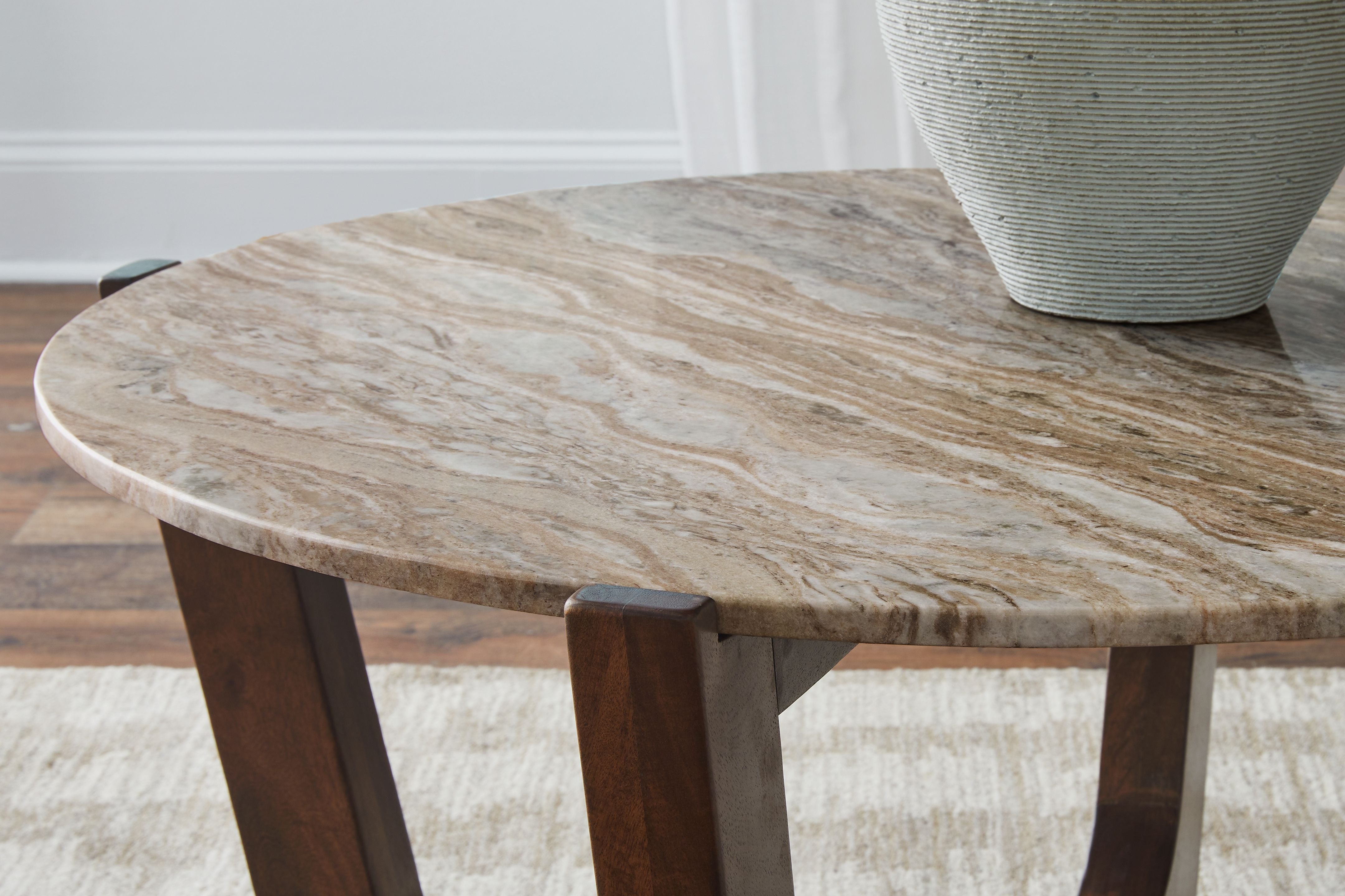 Tanidore - Round Cocktail Table - Warm Brown