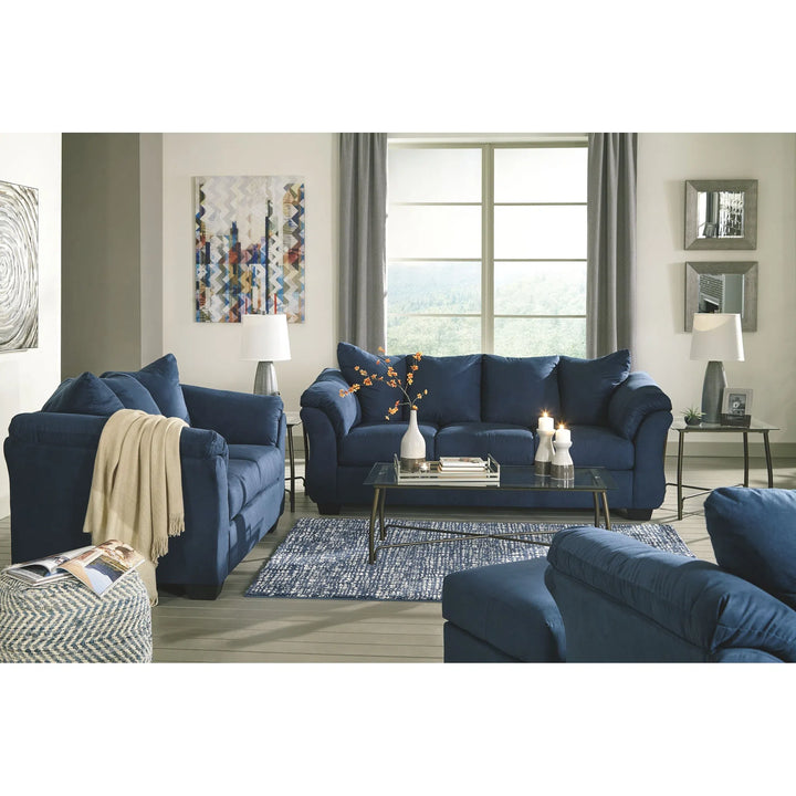 Ashley 75007/38/35/20/14 Darcy - Blue - Sofa, Loveseat, Chair & Ottoman